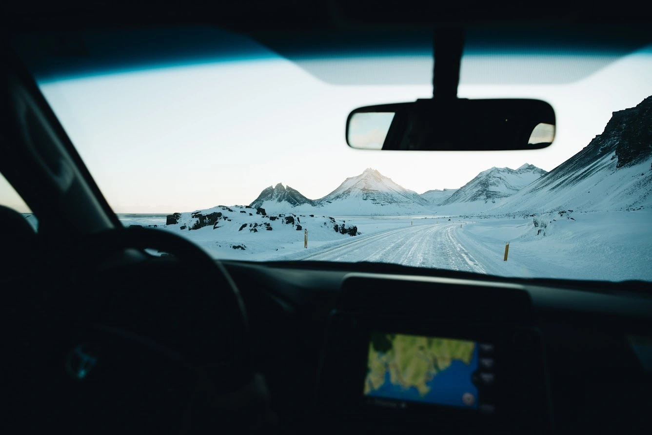 Driving on icy road