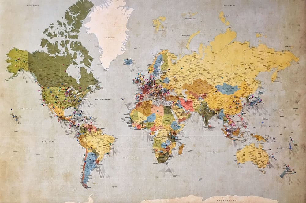 world map with pins world map with pins