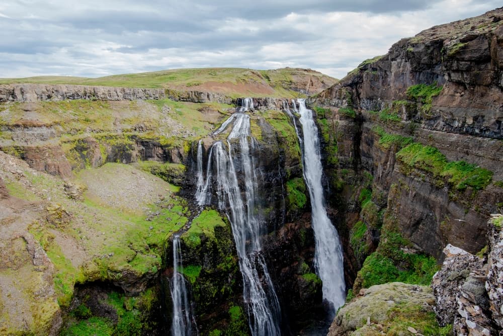 Glymur waterfall (Hvalfjörður) Glymur majestic multilevel waterfall plunging down a deep canyon