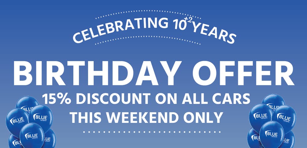 Réduction anniversaire Blue Car Rental. Réduction anniversaire Blue Car Rental.