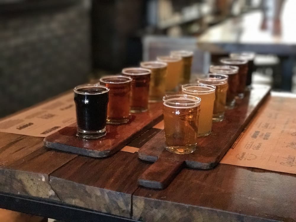 Samples of craft beers to taste