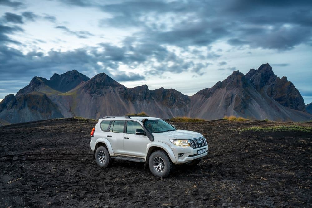 Land Cruiser Iceland mountain. Toyota Land Cruiser 4x4 in iceland highland.