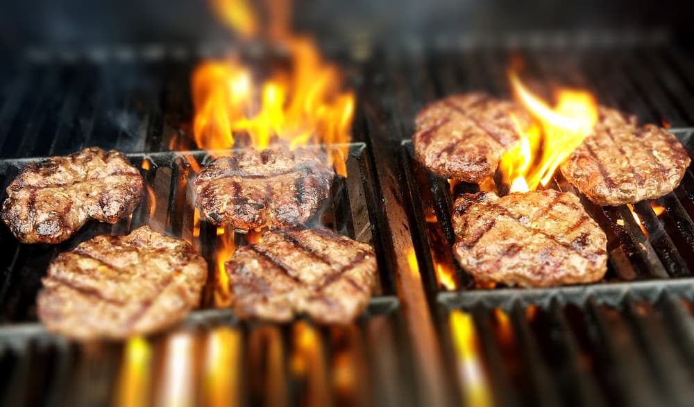 burgers on a grill