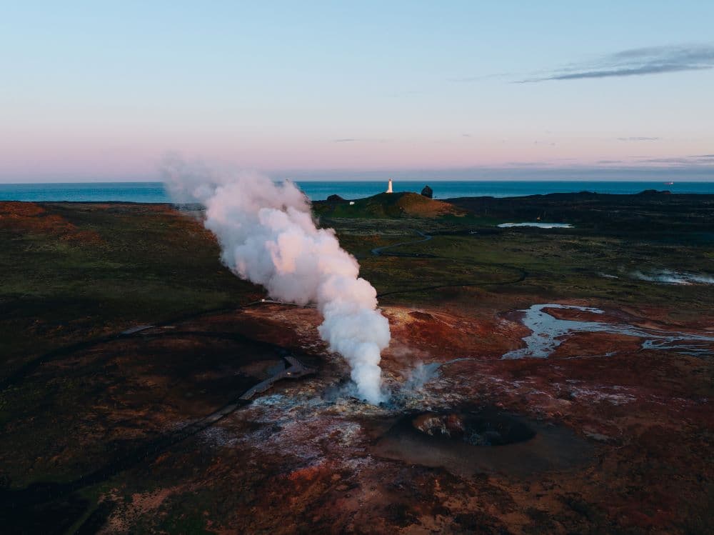 gunnuhver geothermal area near keflavik airport iceland.