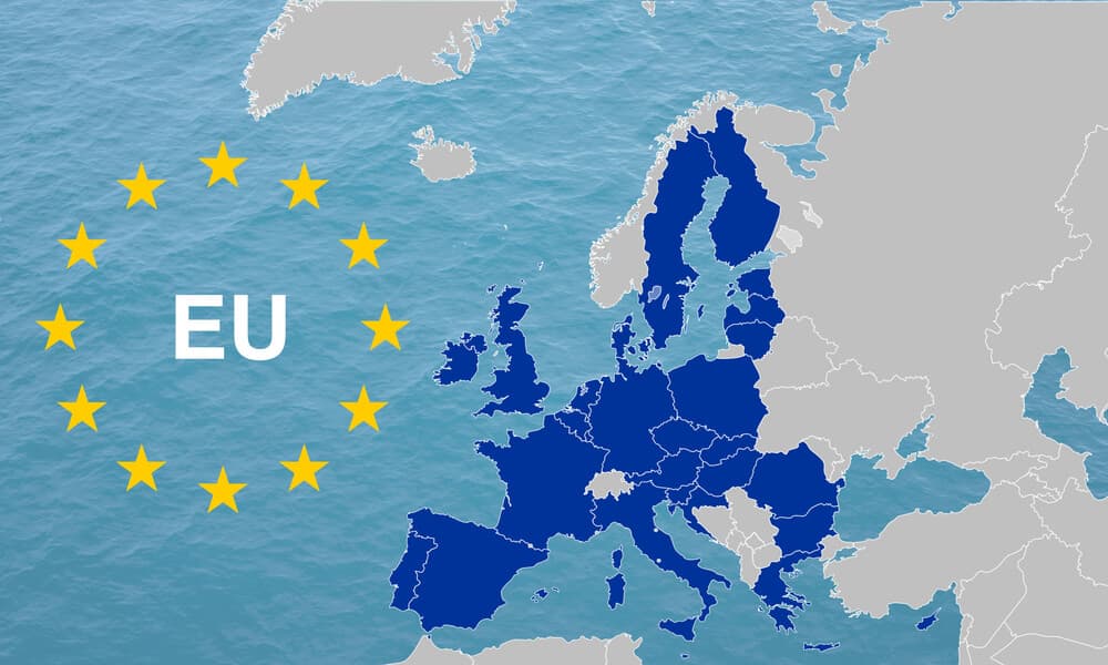 Mapa con Islandia y países de la UE Mapa de Europa mostrando Islandia y los países de la Unión Europea