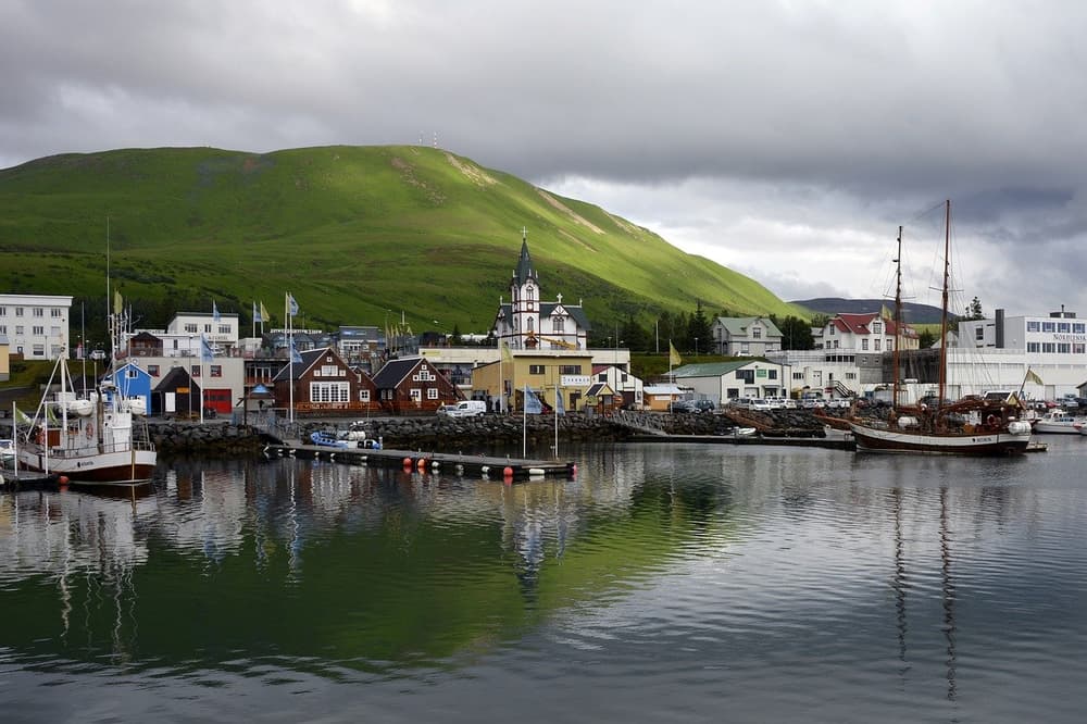 The harbour in Húsavík Iceland