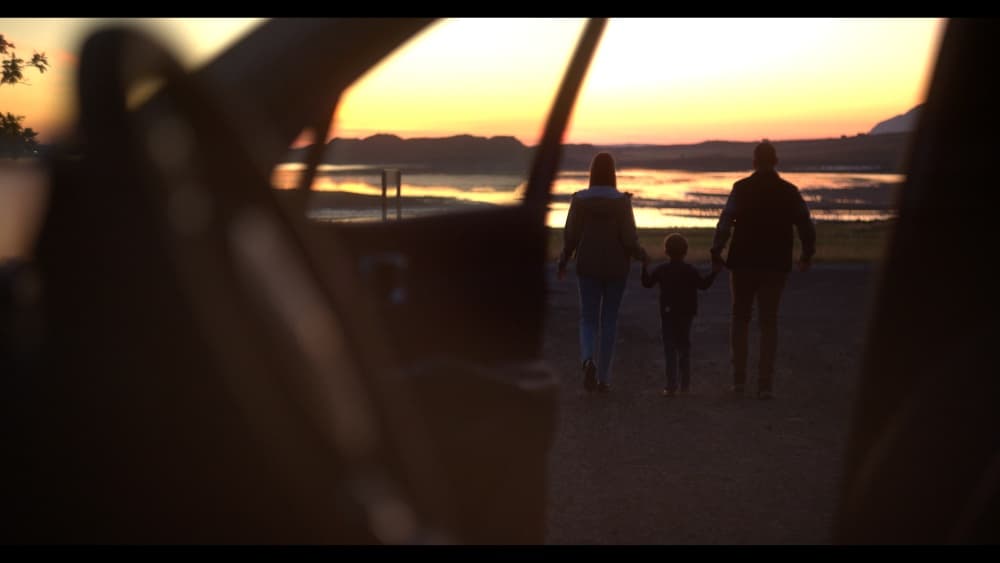 Family walk. Family going out for a walk in Iceland.