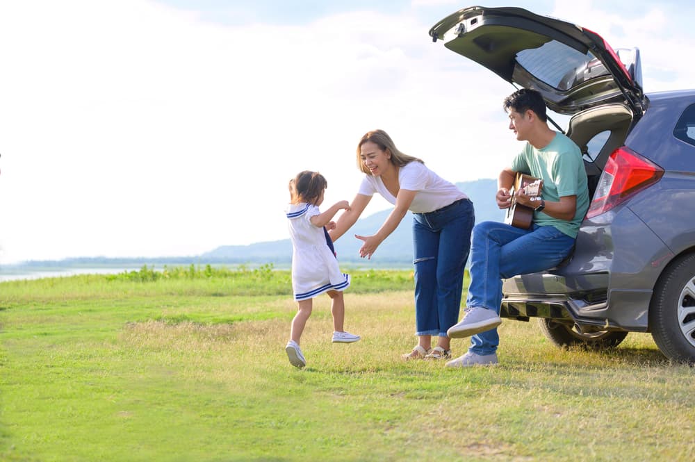 Outdoor in Iceland. Family enjoying nature in Iceland.