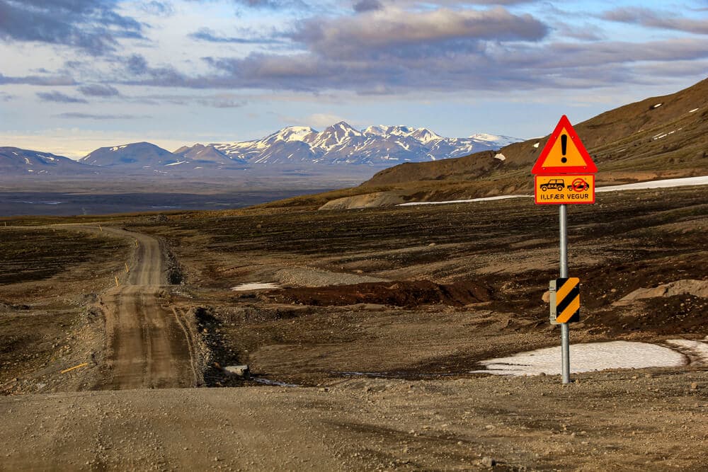 F-road sign Mountain road sign in Iceland's highland.