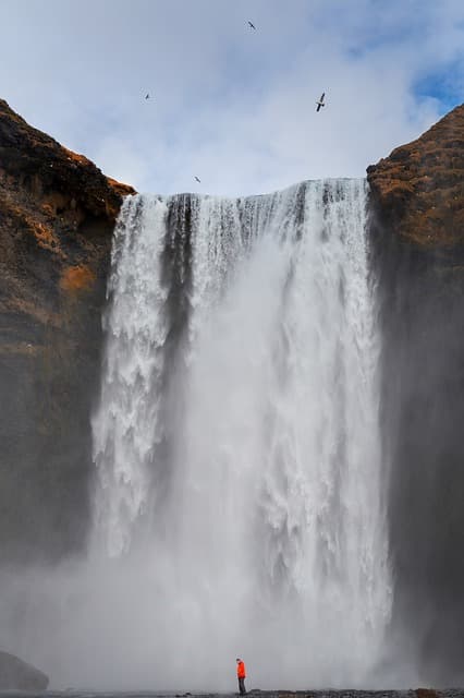 Iceland waterfall in the spring