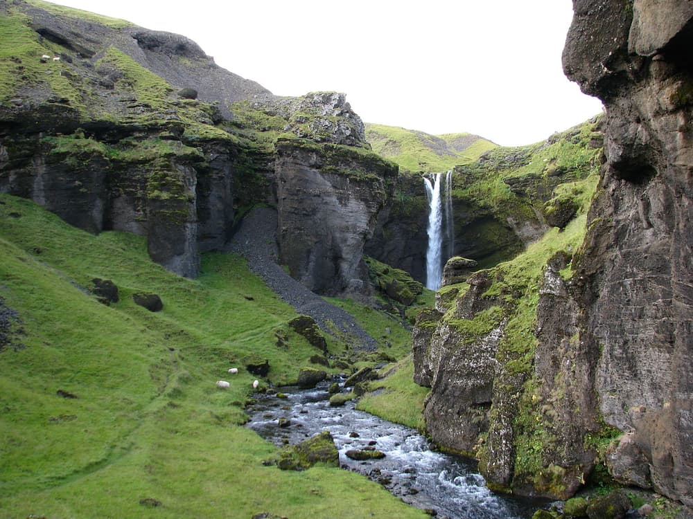 Kvernufoss waterfall in south Iceland..