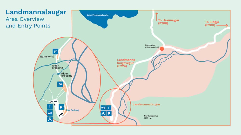 Blue car rental landmannalaugar parking