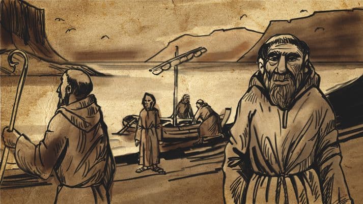 Papar in Iceland Drawing of the Irish monks or papar by Jakob Jóhannesson