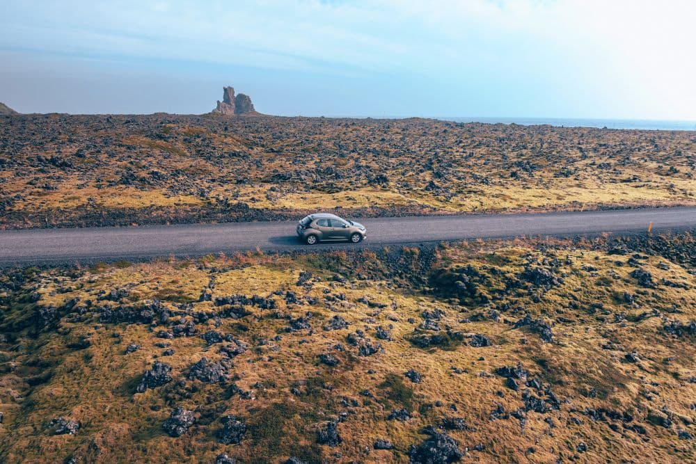 Ring road car rental. Rental car on the ring road in Iceland.