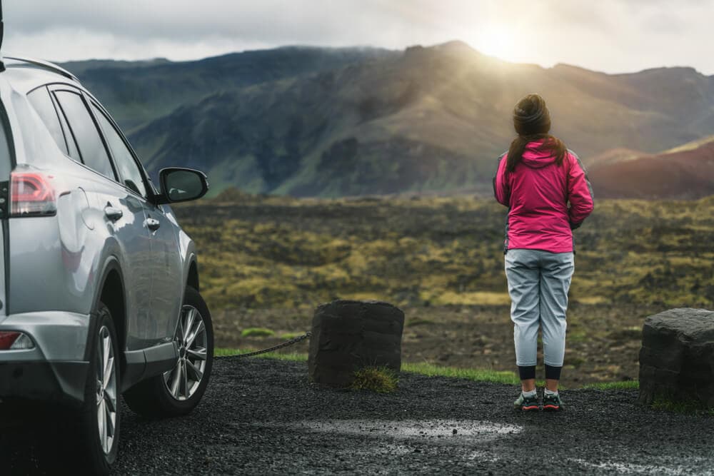 Traveler enjoying the scenery in Iceland.