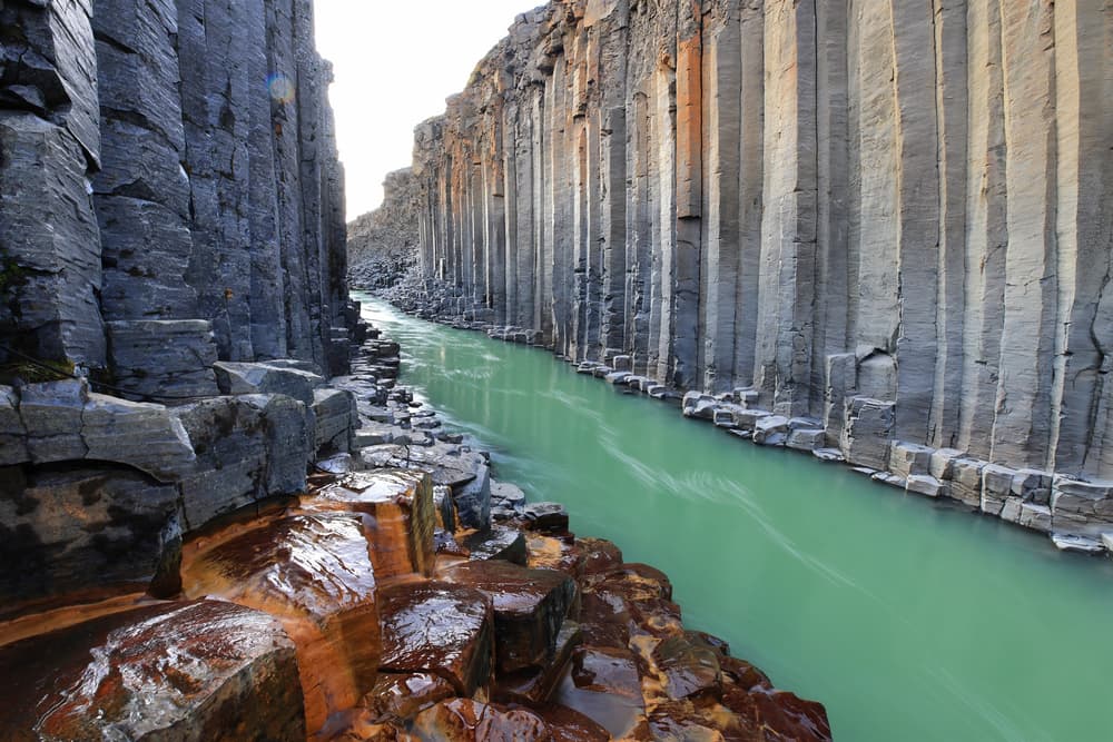 Stuðlagil canyon in east iceland.