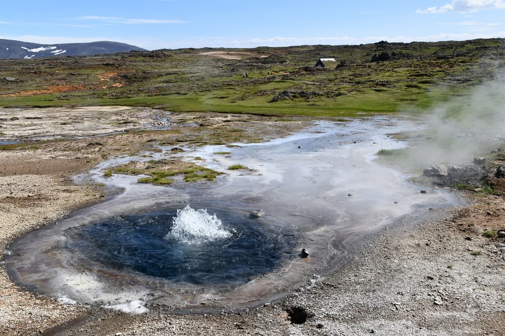 Hveravellir hot springs Iceland. Geyser at Hveravellir hot springs in Iceland Highland.