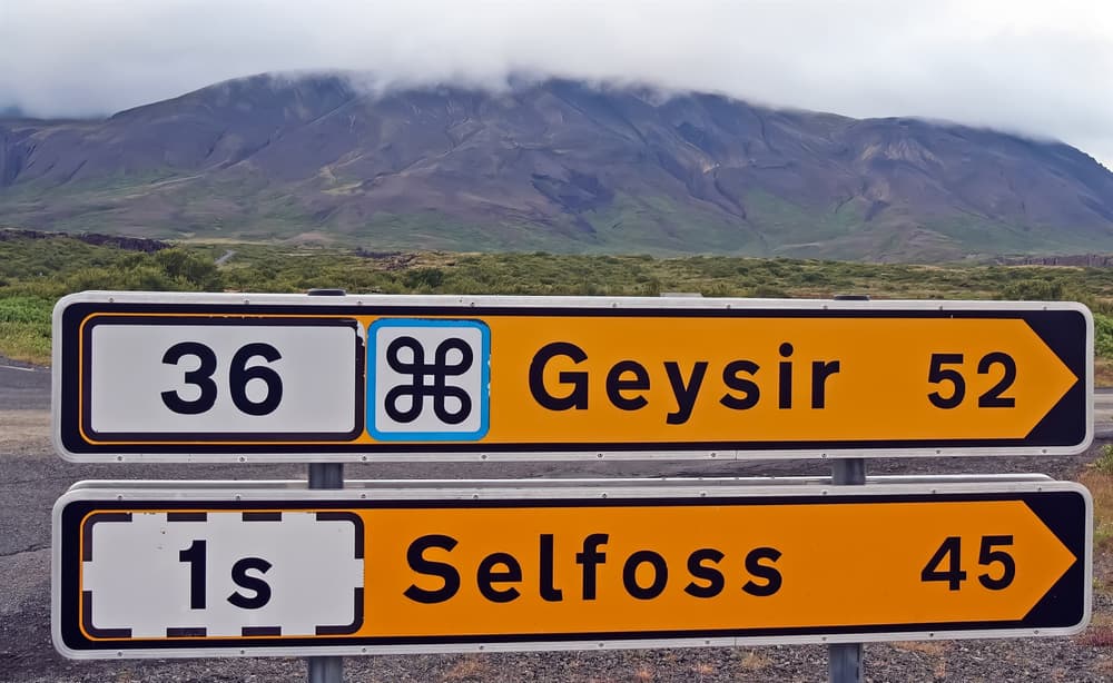 Road sign Geysir Iceland