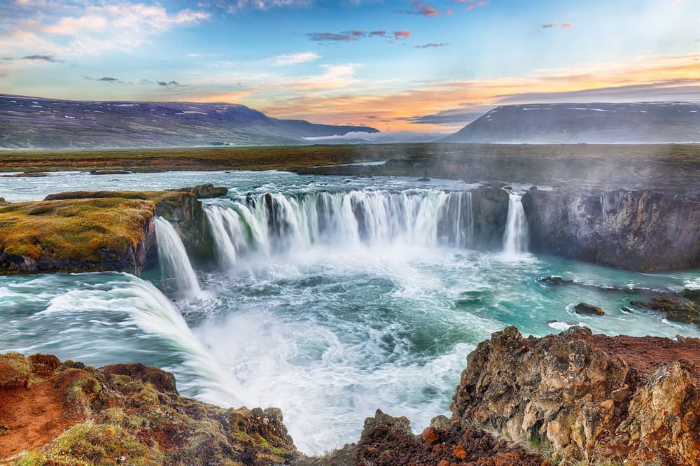 Godafoss waterfall in north Iceland. Godafoss waterfall in north Iceland.