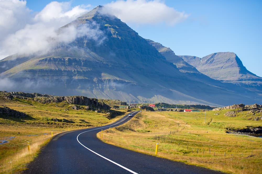 Moutain road in Iceland. Beautiful mountain and nature in Iceland.