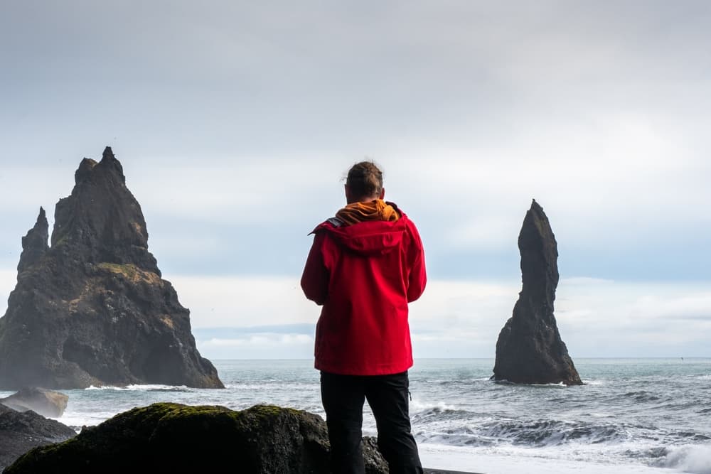 Reynisfjara. Sea cliffs at Reynisfjara black sand beach.