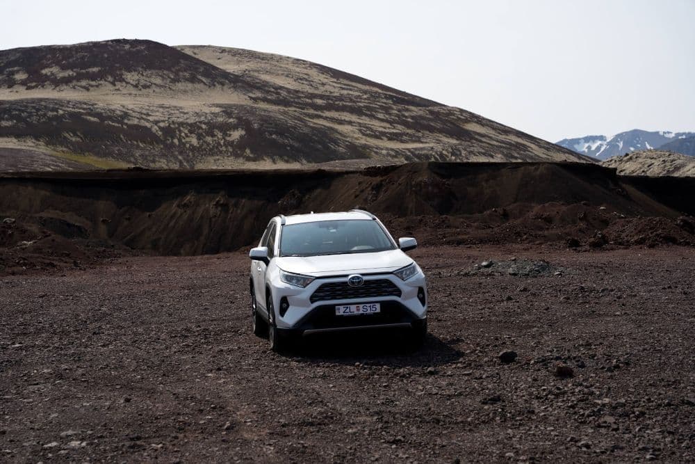 Toyota RAV4 (Used Model) Toyota RAV4 rental car in Iceland.