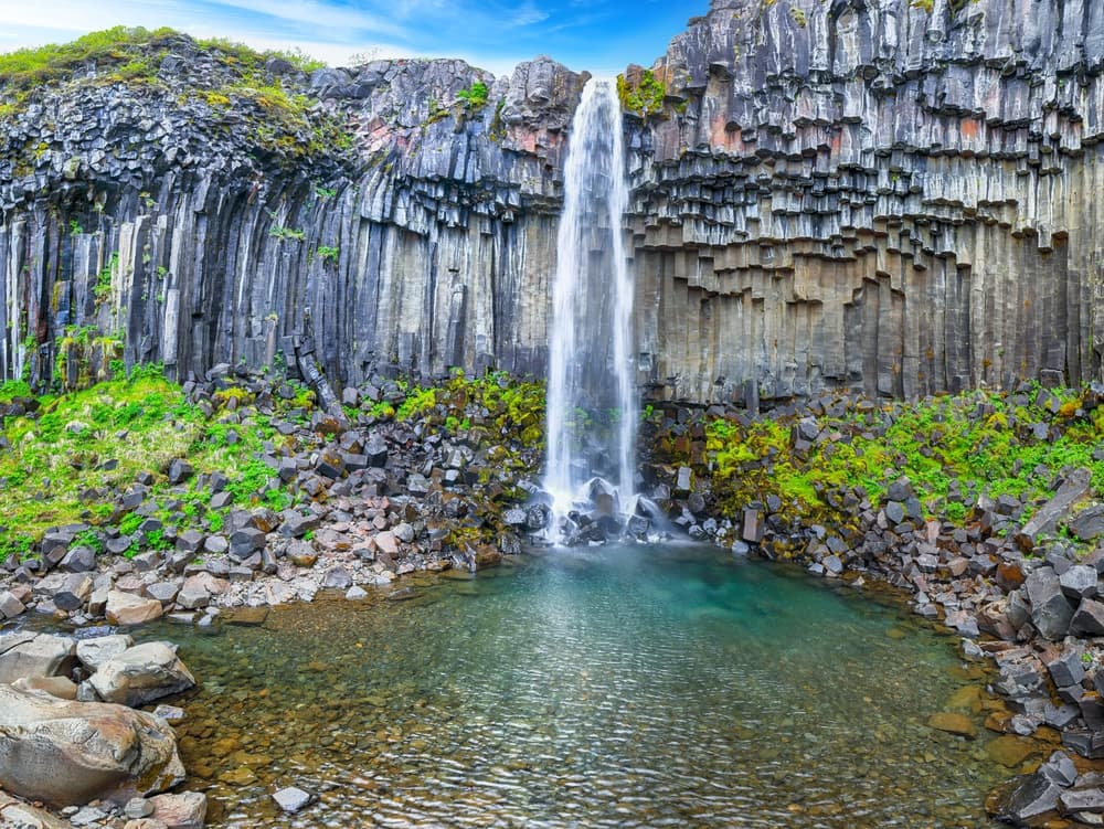 Svartifoss waterfall. Svartifoss waterfall at Skaftafell National park.