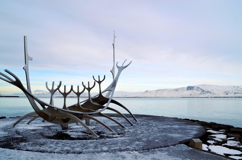 Viking ship statue in Reykjavík