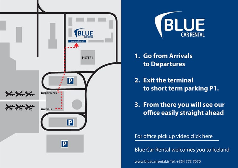 Getting from the airport to Blue Car Rental map