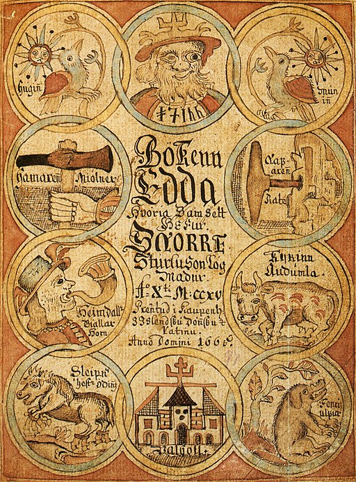 Title page of a manuscript of the Prose Edda