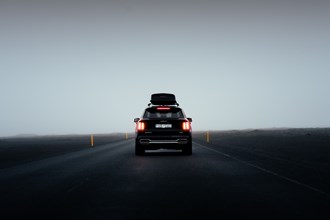 Image of a car rental, KIA Sorrento, driving in Iceland