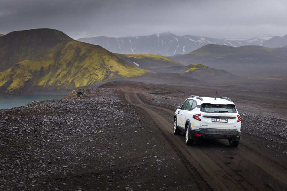 Gravel F-road in Iceland. 4x4 driving a gravel road in Iceland highland (F-road).