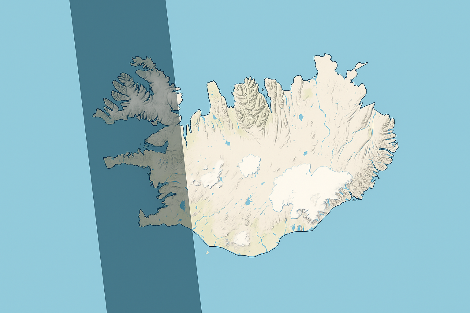 The path of Iceland's 2026 solar eclipse. 