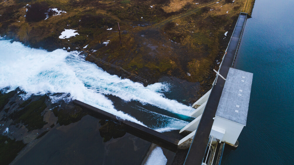 Water hydropower dam in Iceland.