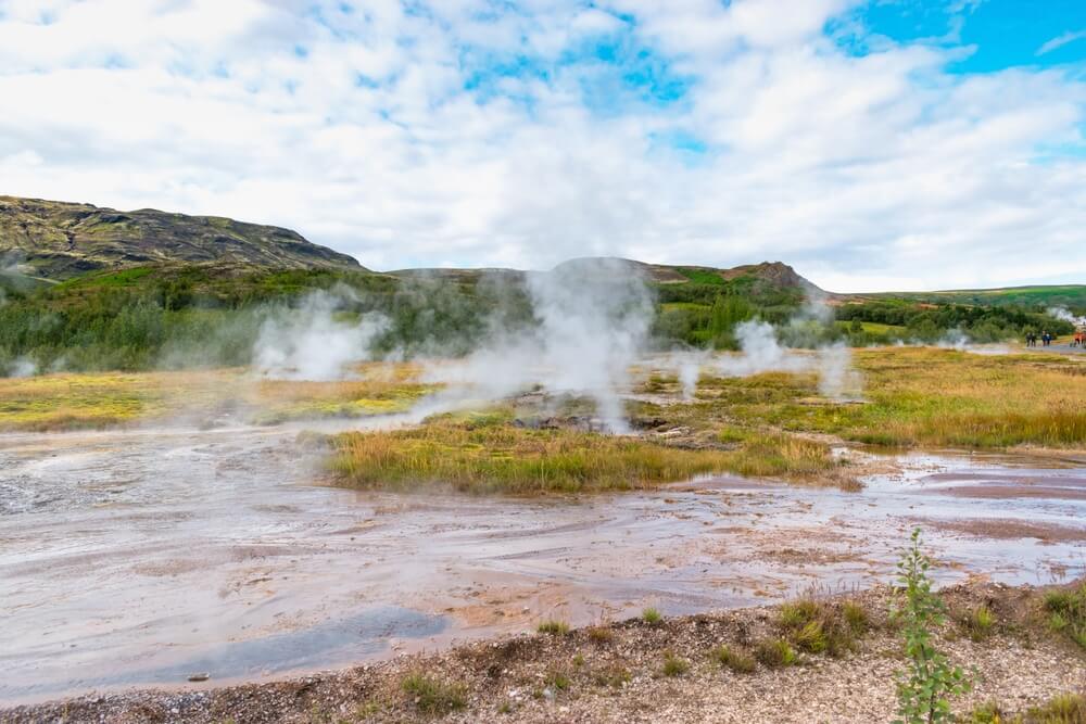 Smoke from hot water in a geothermal area in Iceland.