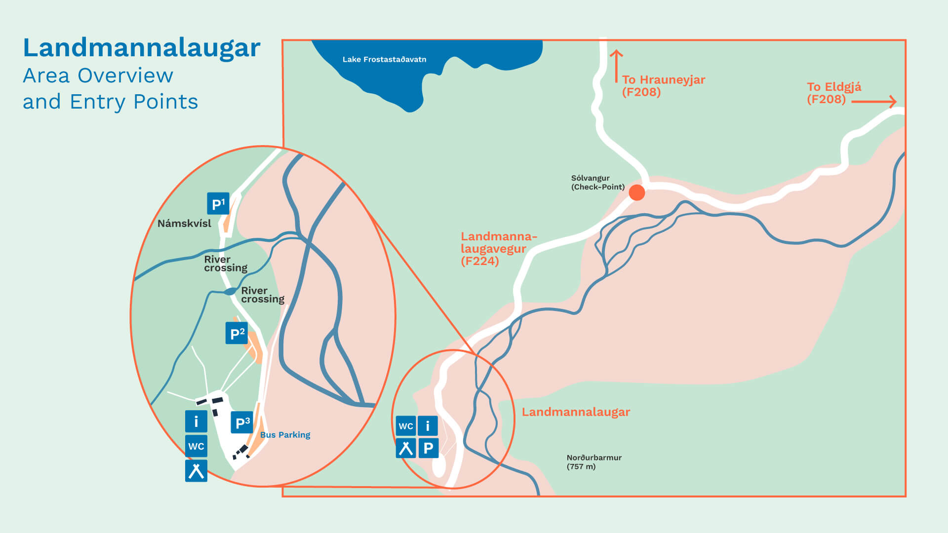 Blue car rental landmannalaugar parking