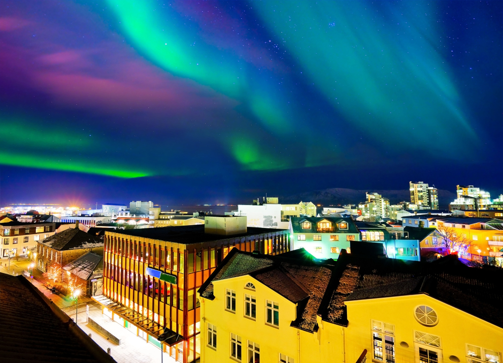 Reykjavik northern lights. Nothern lights over Reykavik.