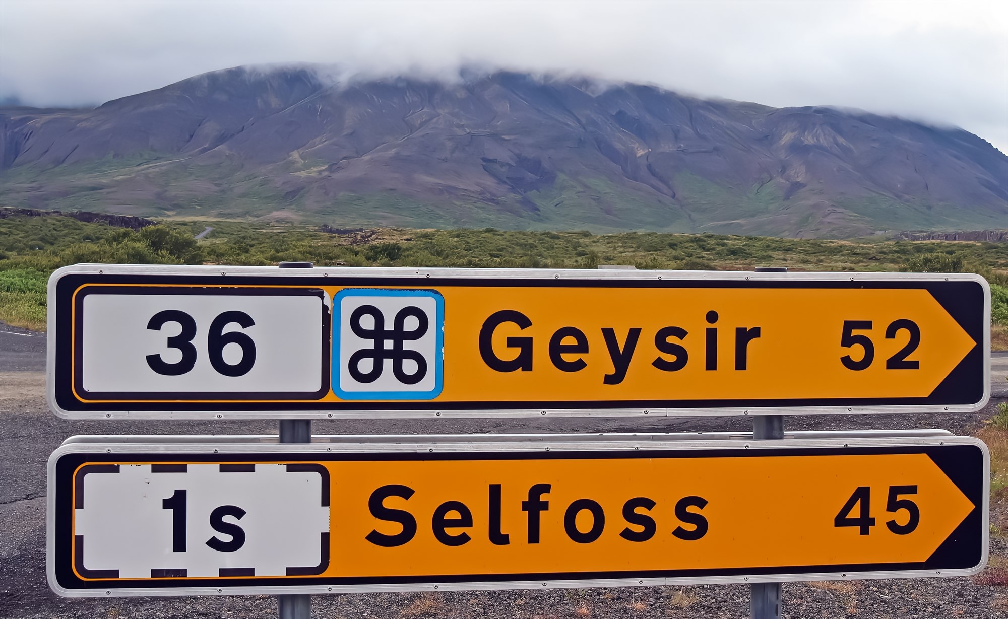 Road sign Geysir Iceland