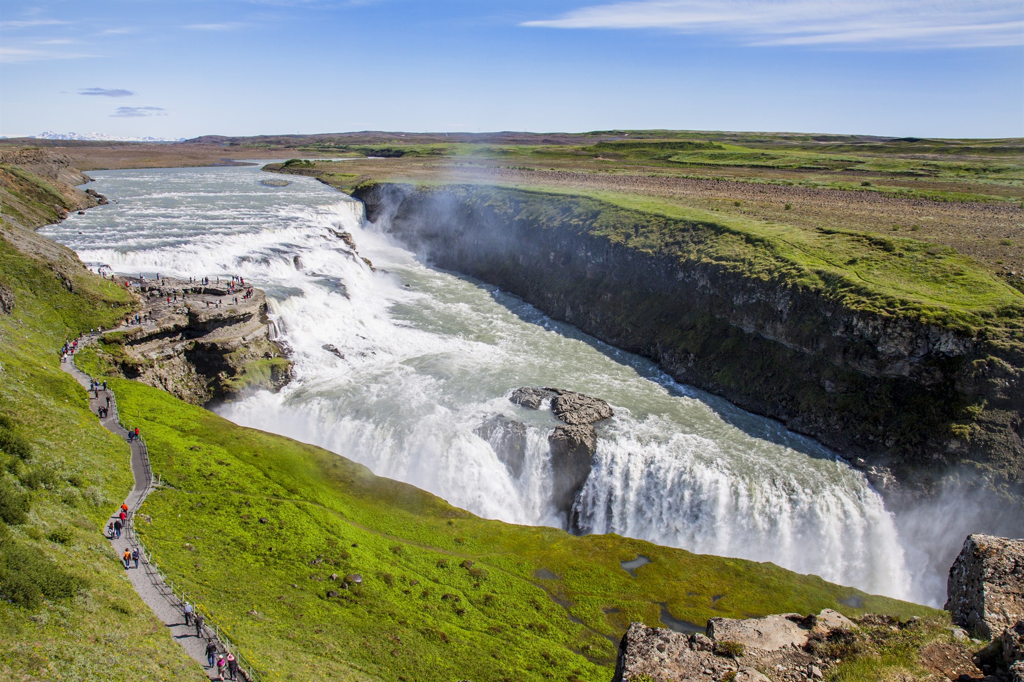 Trails and walking paths at Gullfoss waterfall.