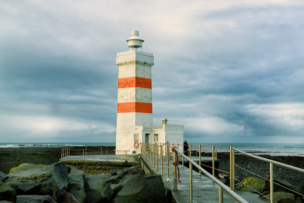 Garðskagaviti old lighthouse at gardur near keflavik airport.