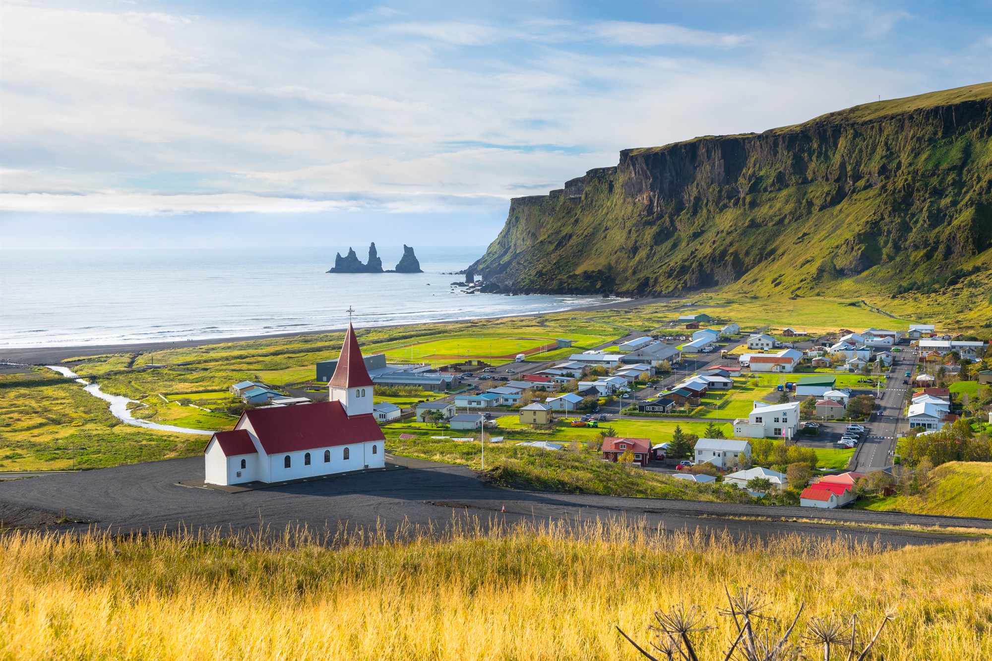 Town of Vík í Mýrdal in Iceland.