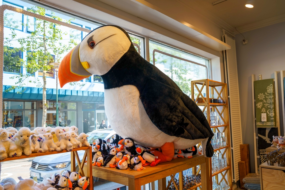 Giant puffin in a souvenir shop in Iceland. 