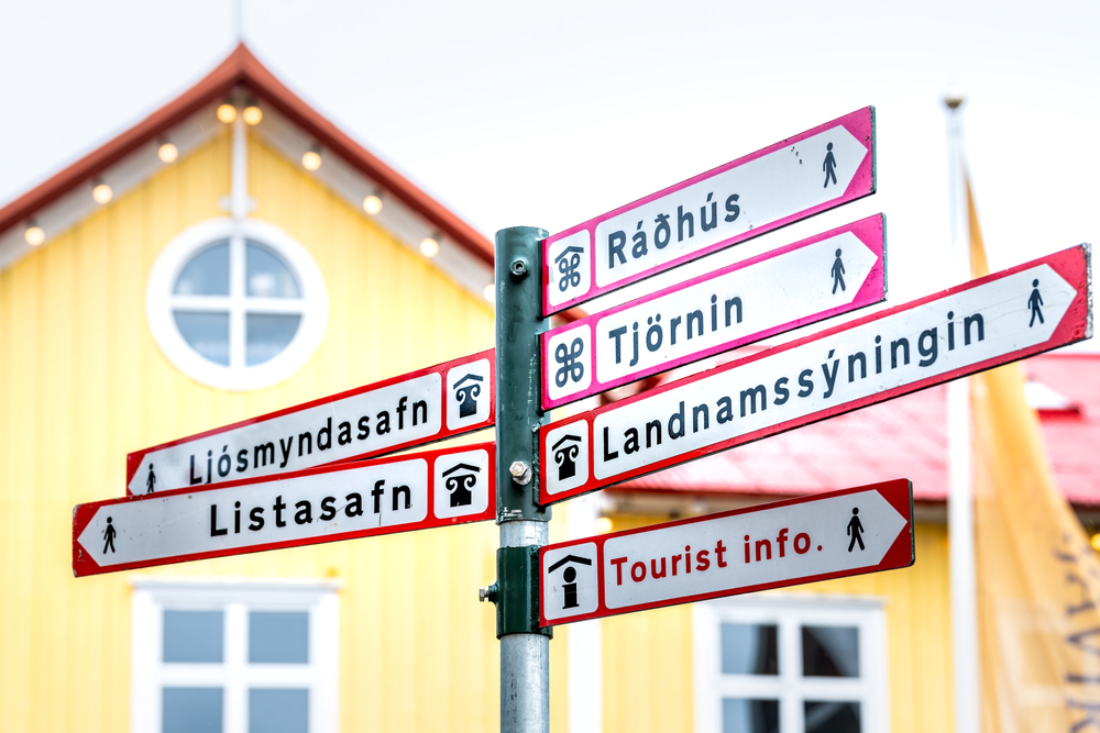 Street signs in Reykjavik.