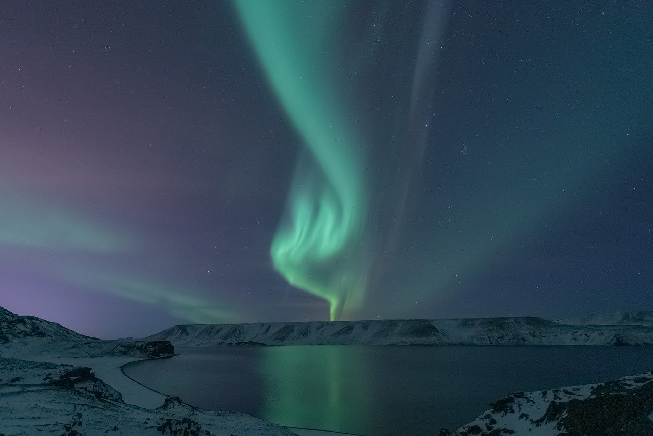Aurora Borealis in winter